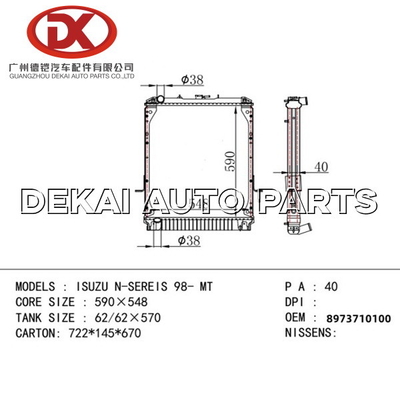 Autotank 8973710100 Vrachtwagen ISUZU NPR 4HG1 4HF1 van de Koelsysteemradiator