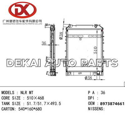 8973710110 Plastic Aluminiumradiator Isuzu Truck 8971771930 8973874661